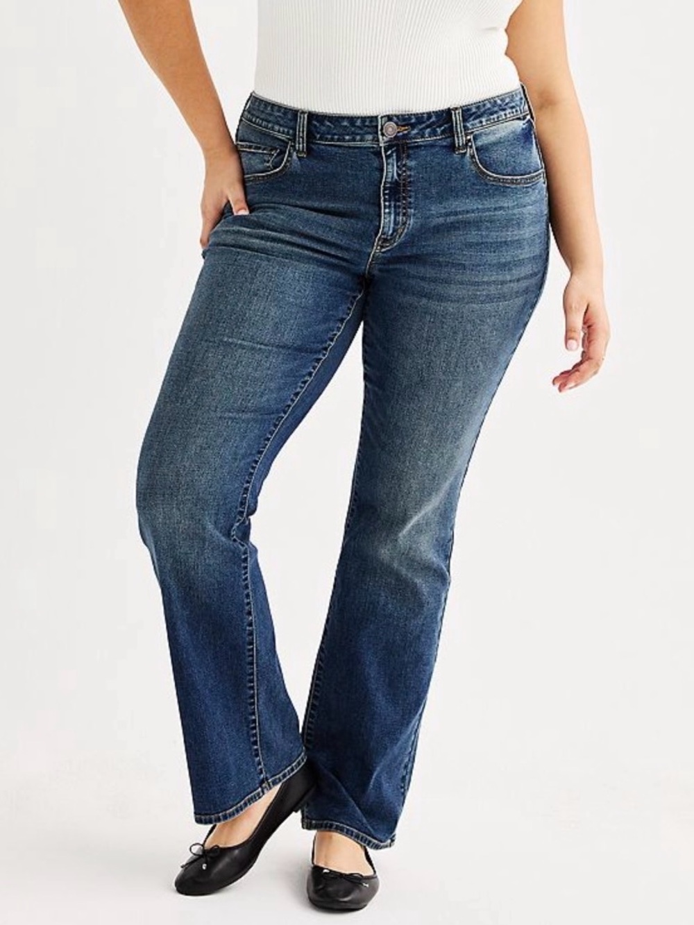SO Women's Boot Cut Blue Jeans Size 16 Short